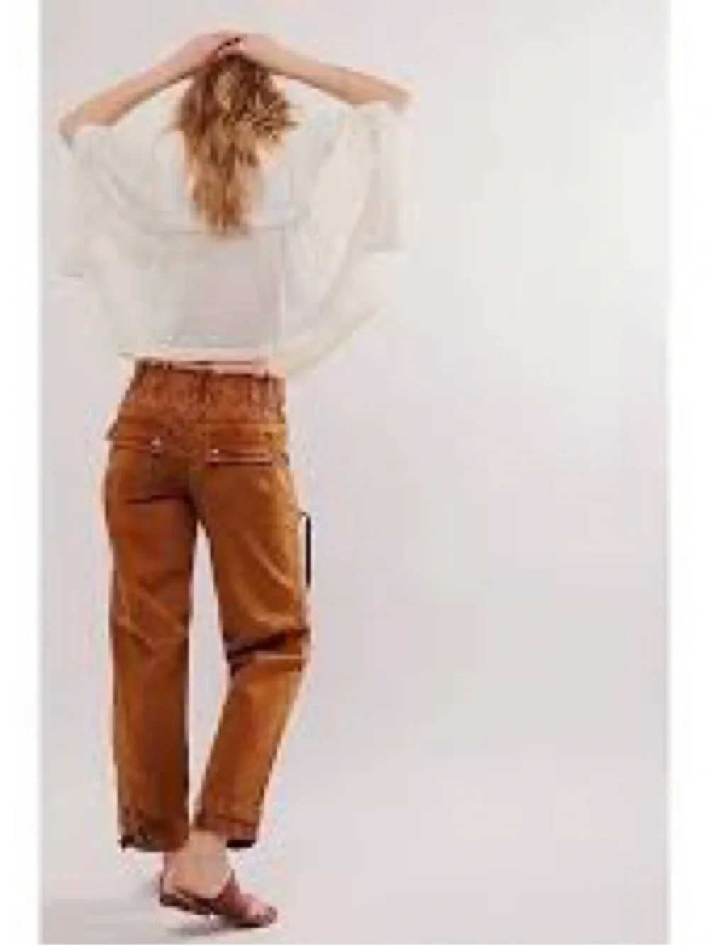 We The Free Rust-Brown Free People Can't Compare Slouch Pants Size L - Picture 2 of 8
